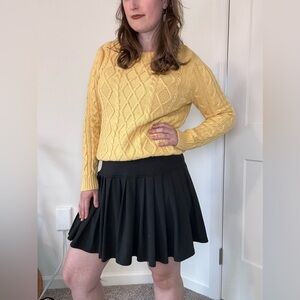 Jeanne Pierre 90s Marigold Yellow 100% Cotton Cable Knit Long Sleeve Sweater 🌼